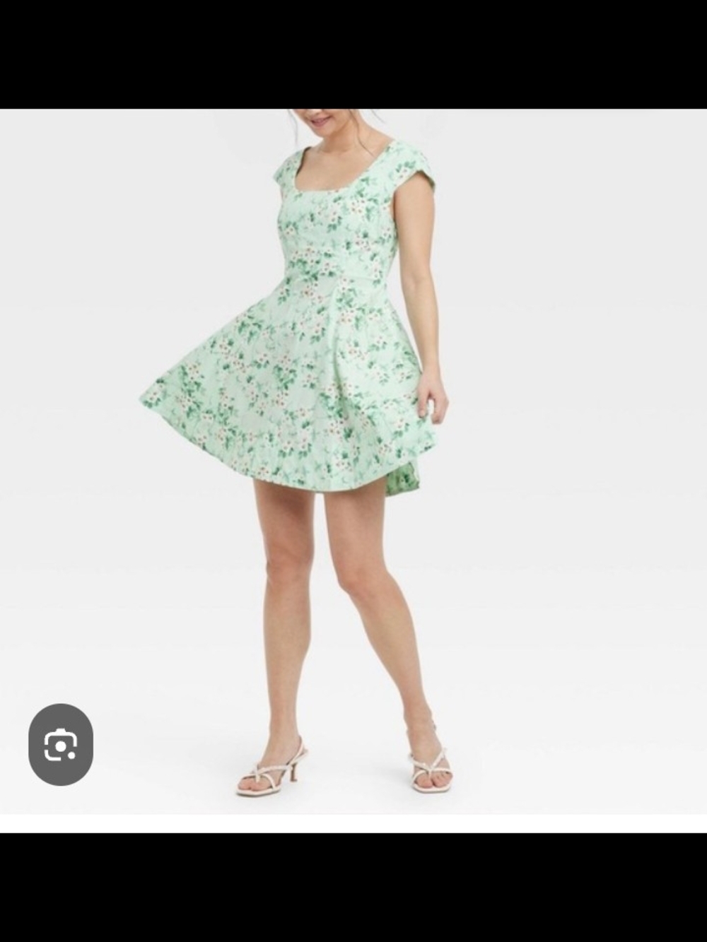 wild fable Mint Green Floral Fit-and-Flare Mini Dress